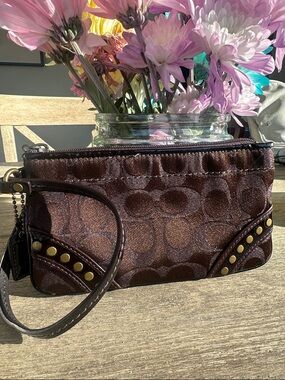 Coach Signature Lurex C Studded Wristlet